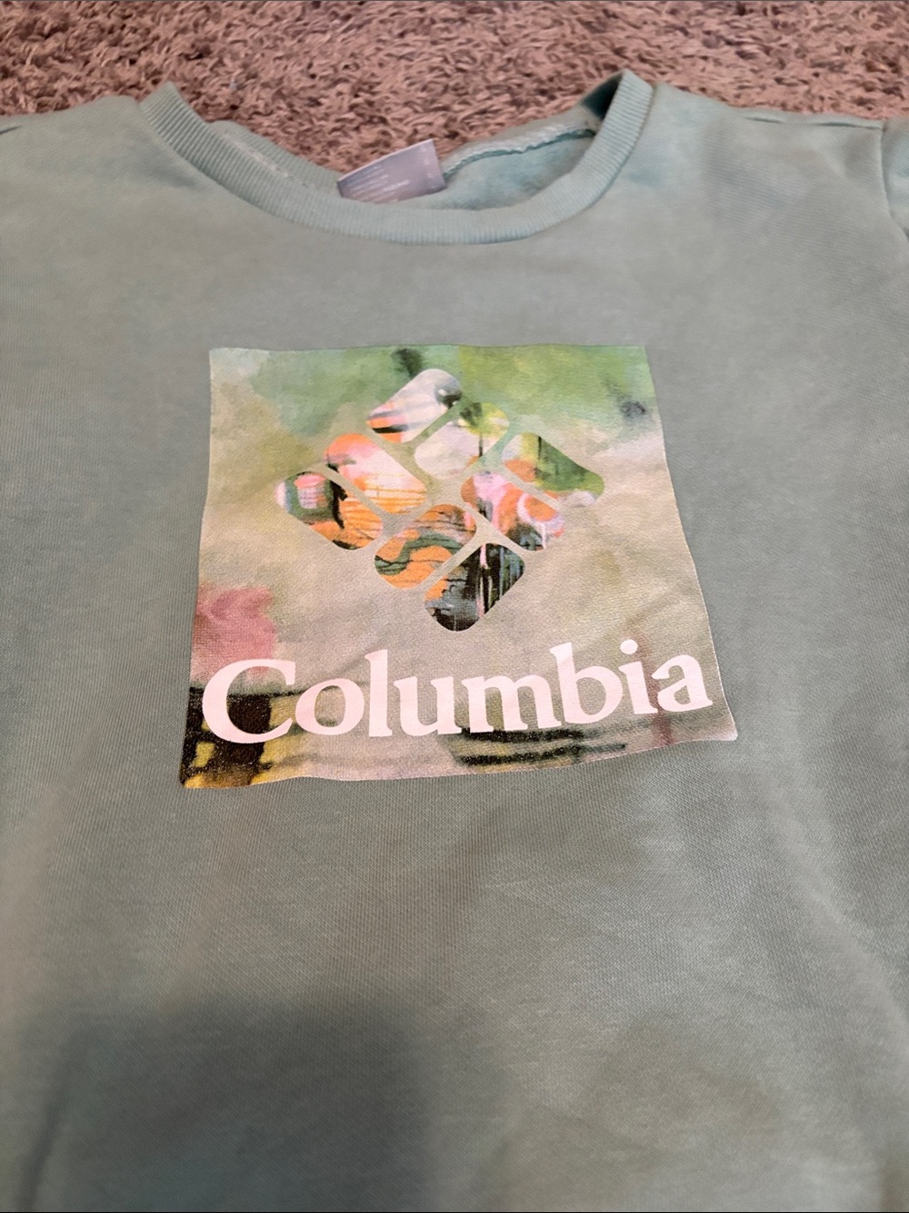 Columbia Seafoam Green Logo Graphic Crewneck